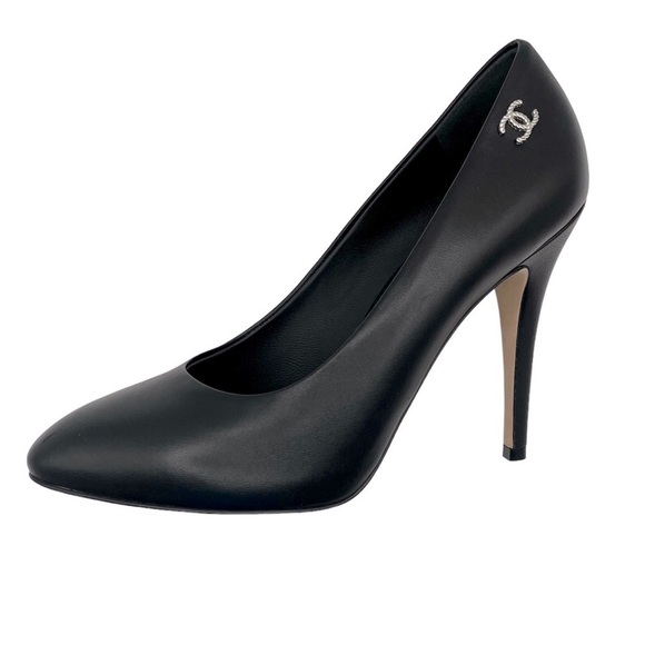 CHANEL Interlocking CC Logo Heels Black Size 38.5EU/8.5US - Picture 2 of 16